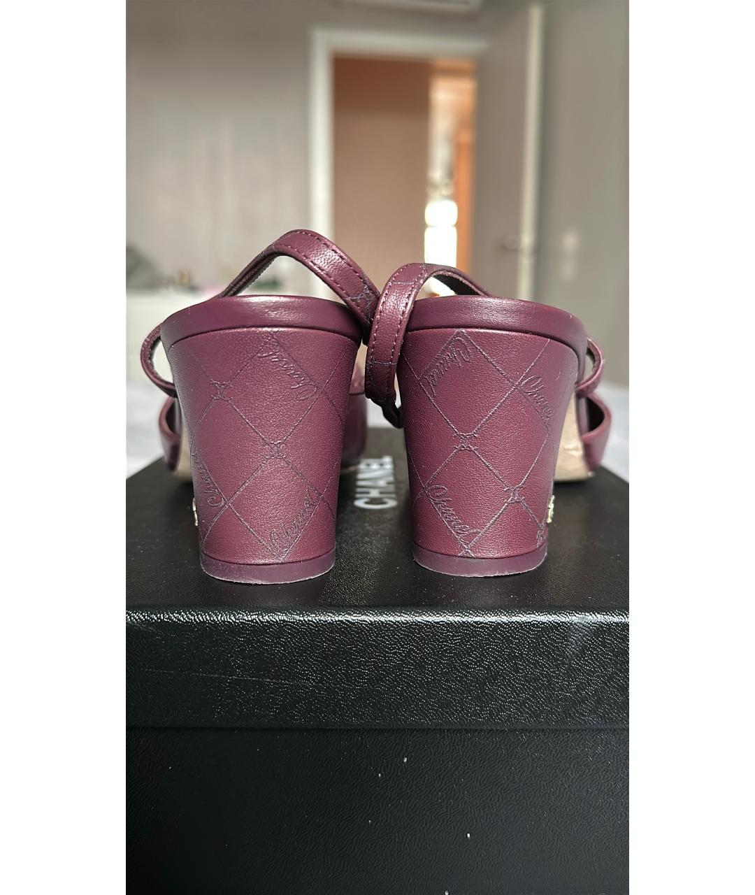 CHANEL Бордовые кожаные туфли, фото 3