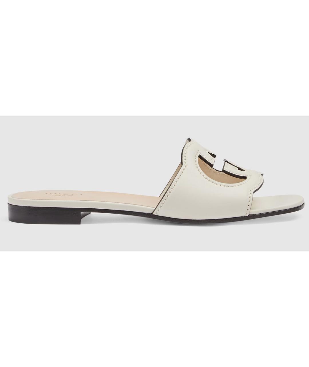 GUCCI Белые кожаные шлепанцы, фото 8
