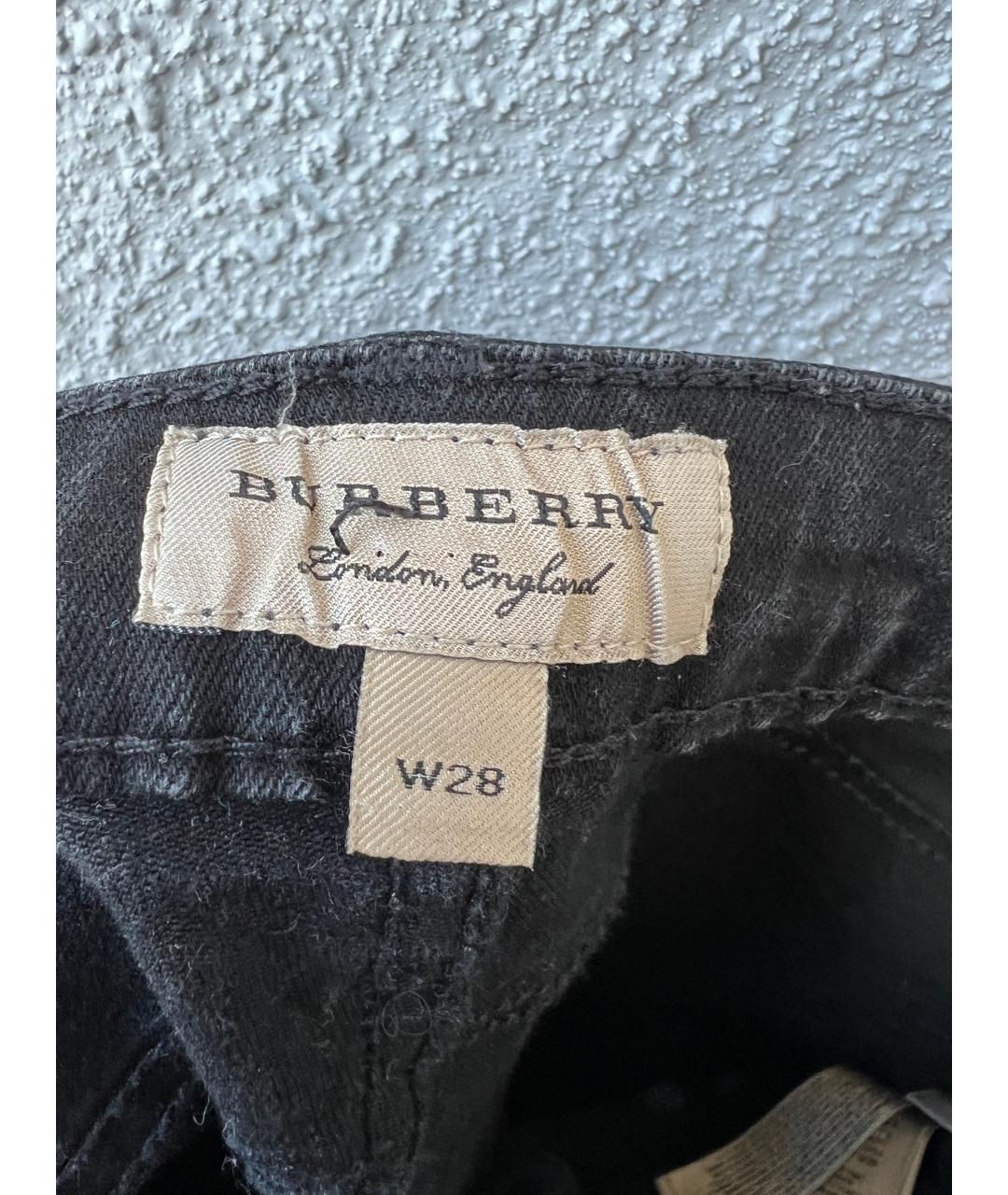 BURBERRY Черные хлопко-эластановые джинсы слим, фото 6
