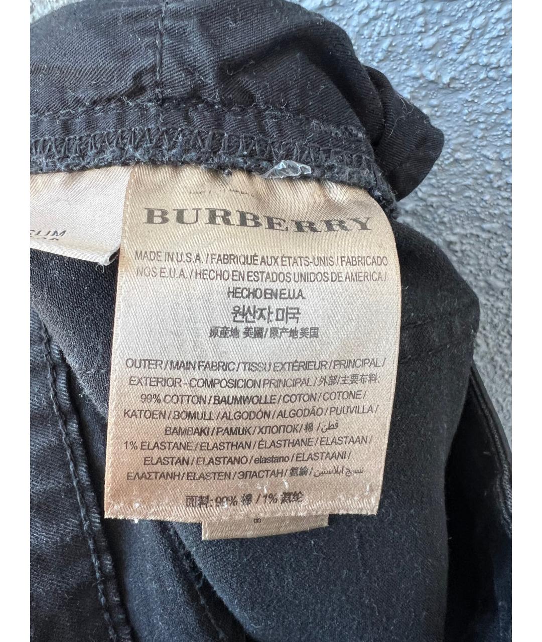 BURBERRY Черные хлопко-эластановые джинсы слим, фото 8