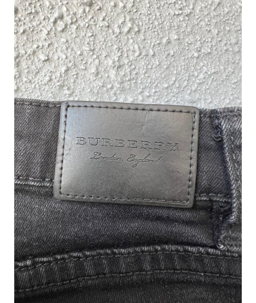 BURBERRY Черные хлопко-эластановые джинсы слим, фото 5