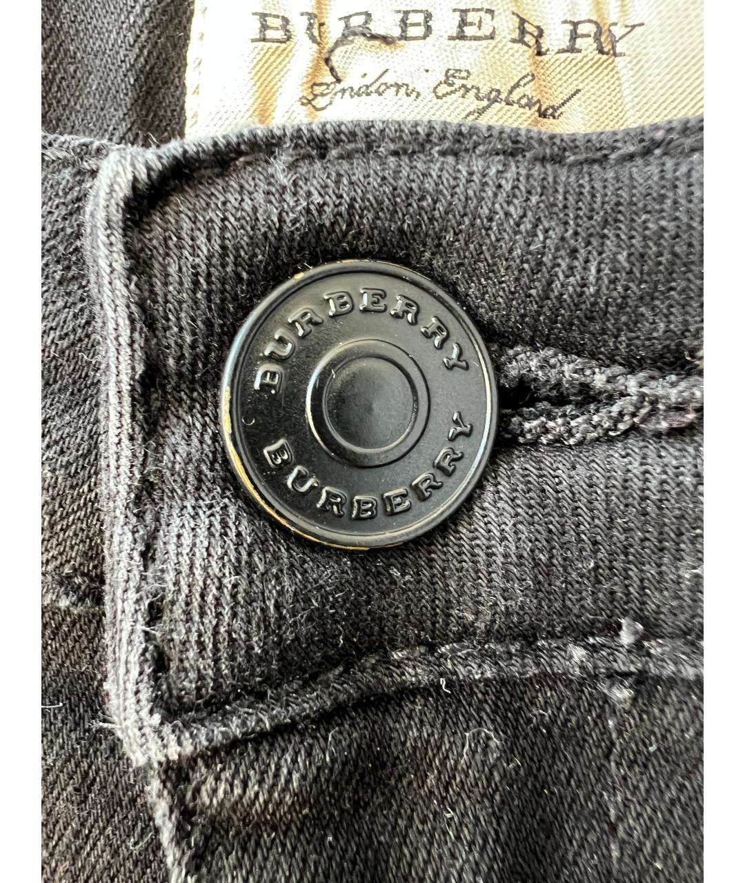 BURBERRY Черные хлопко-эластановые джинсы слим, фото 3
