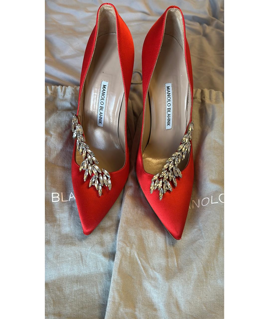 MANOLO BLAHNIK Красные текстильные туфли, фото 2