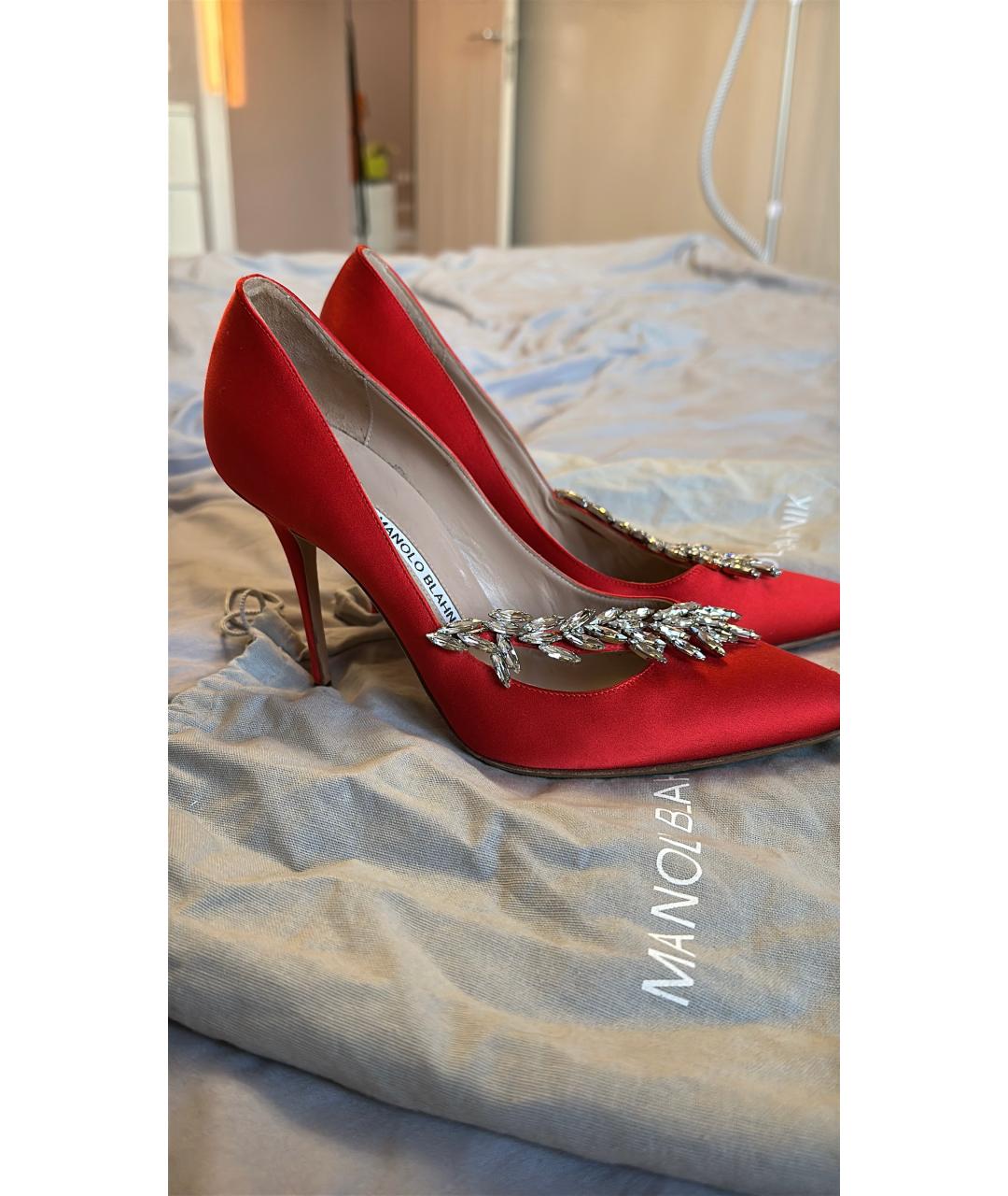 MANOLO BLAHNIK Красные текстильные туфли, фото 7