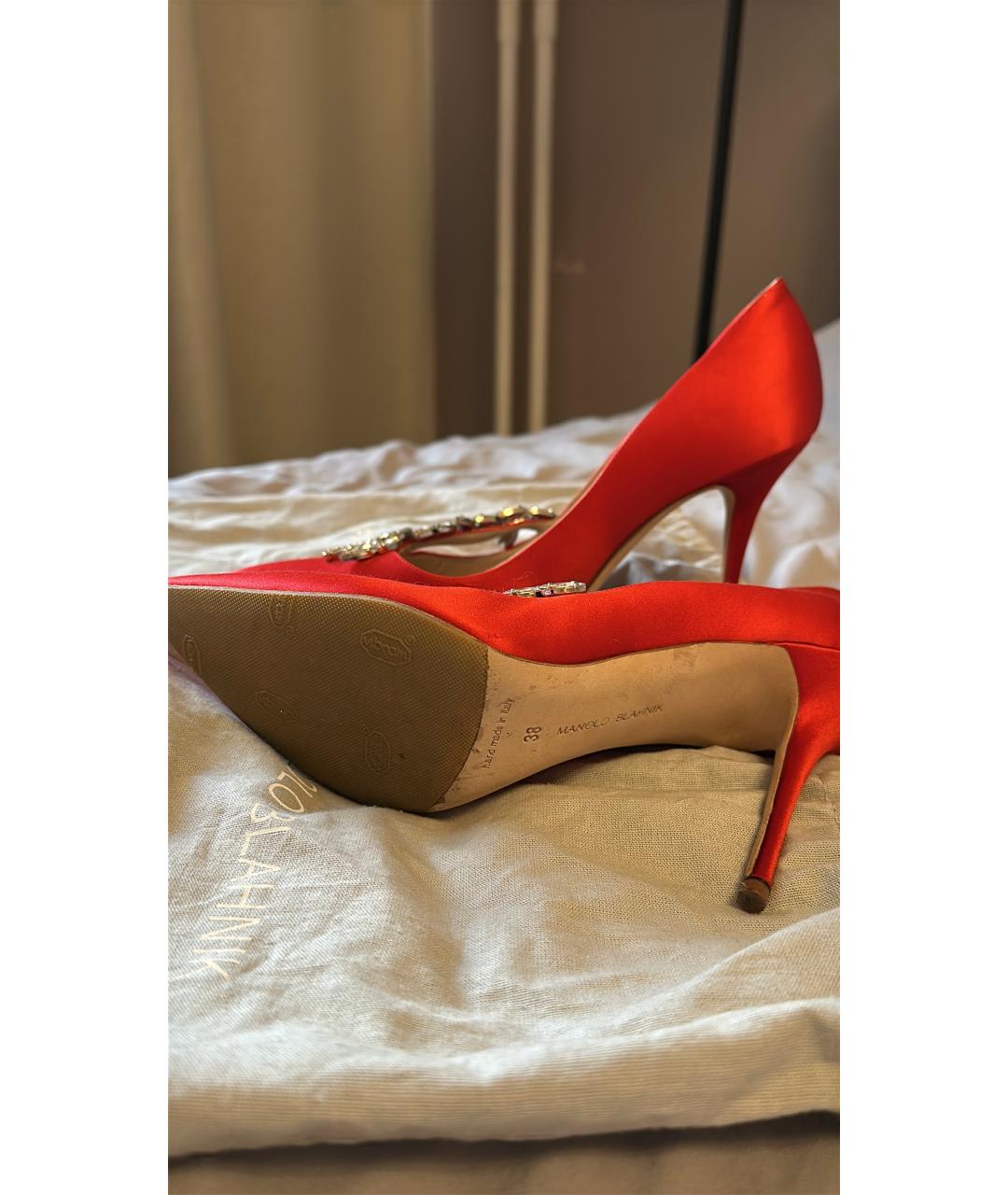 MANOLO BLAHNIK Красные текстильные туфли, фото 5