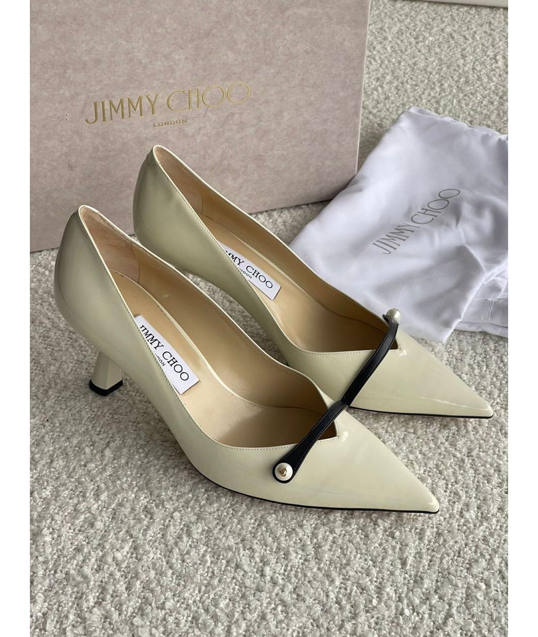 JIMMY CHOO Белые туфли из лакированной кожи, фото 2