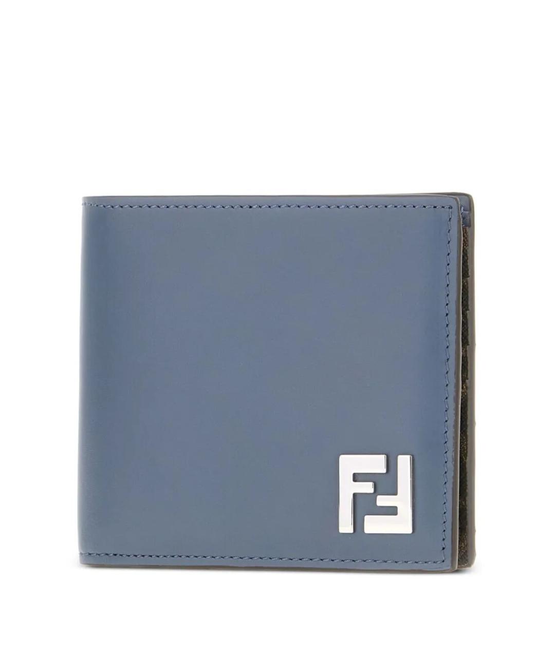FENDI Голубой кожаный кошелек, фото 3
