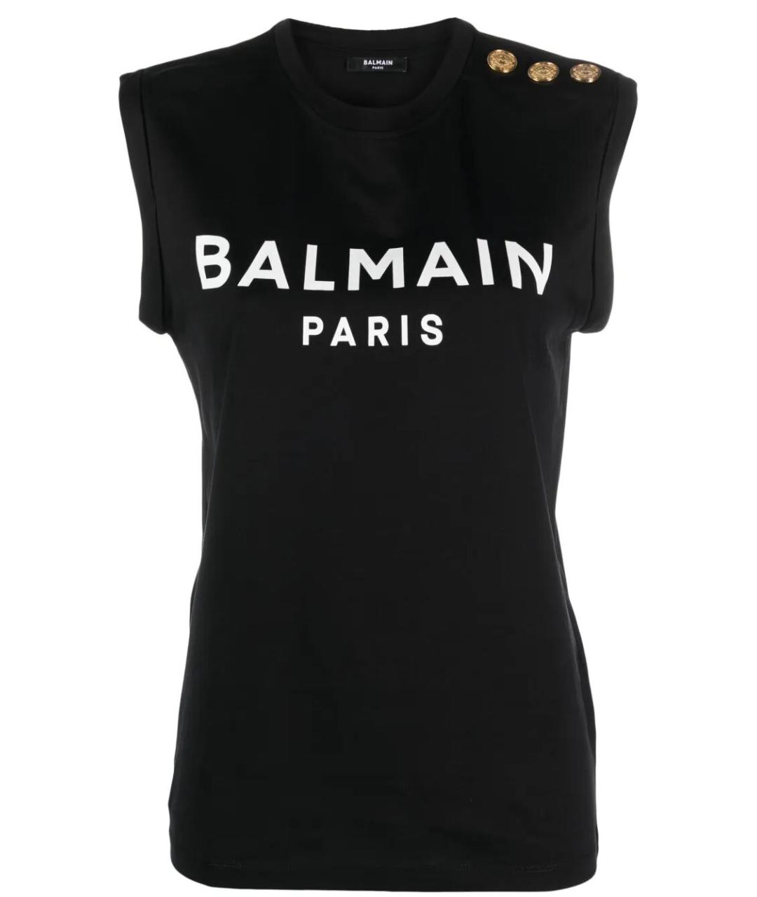 BALMAIN Черная хлопковая майка, фото 1