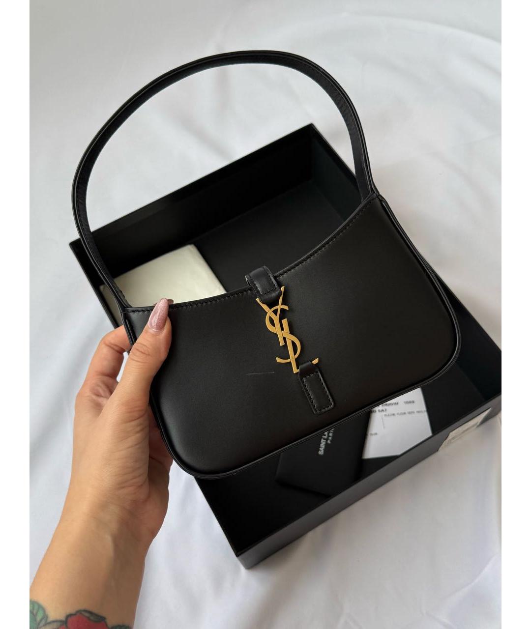 SAINT LAURENT Черная кожаная сумка через плечо, фото 2