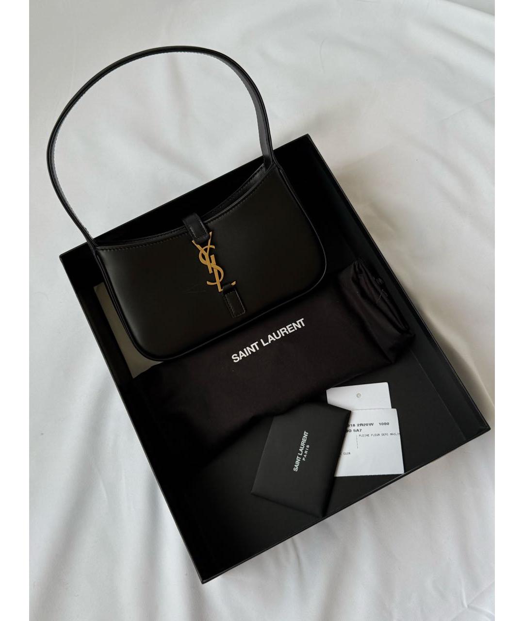 SAINT LAURENT Черная кожаная сумка через плечо, фото 3