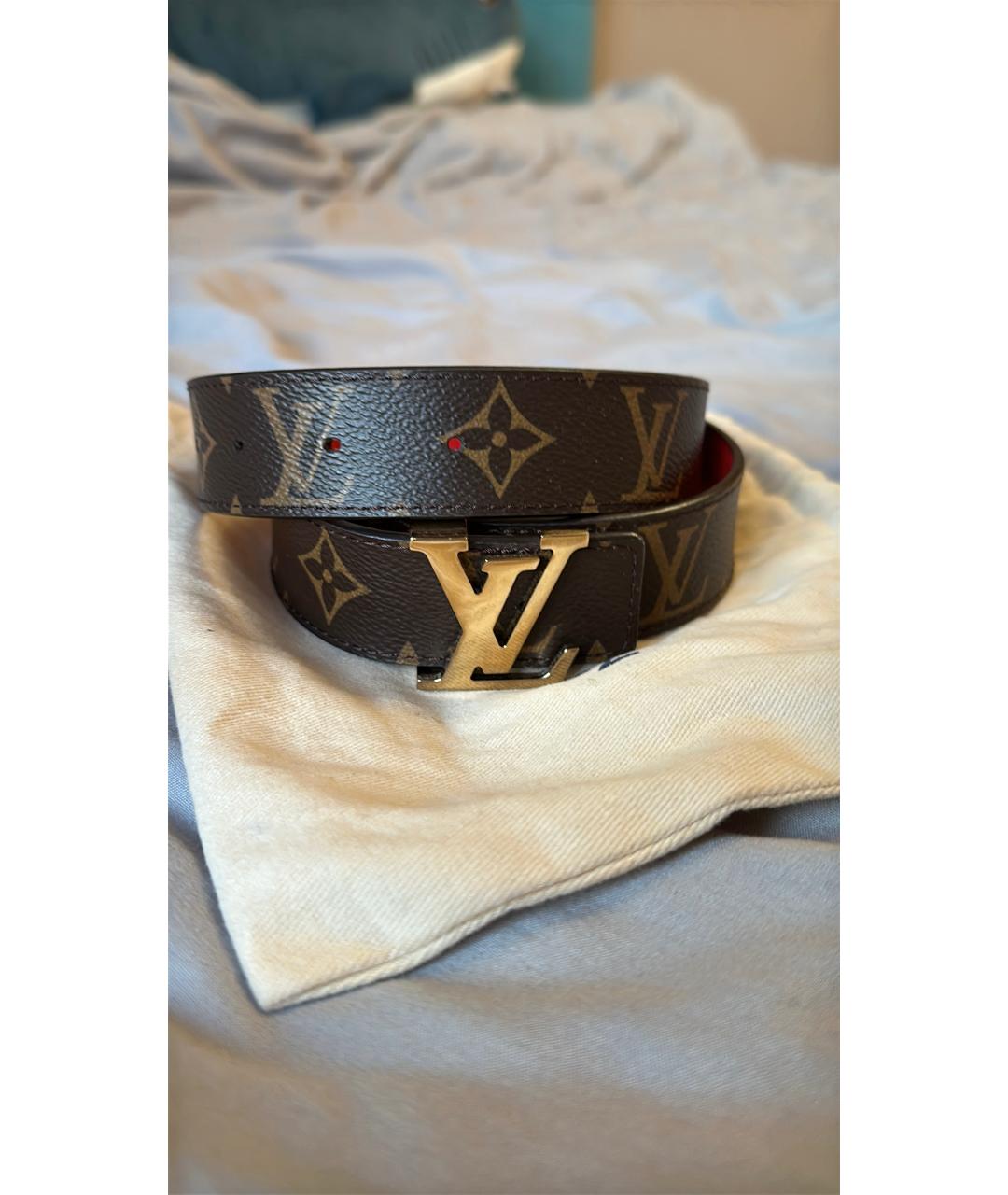 LOUIS VUITTON Коричневый кожаный ремень, фото 4