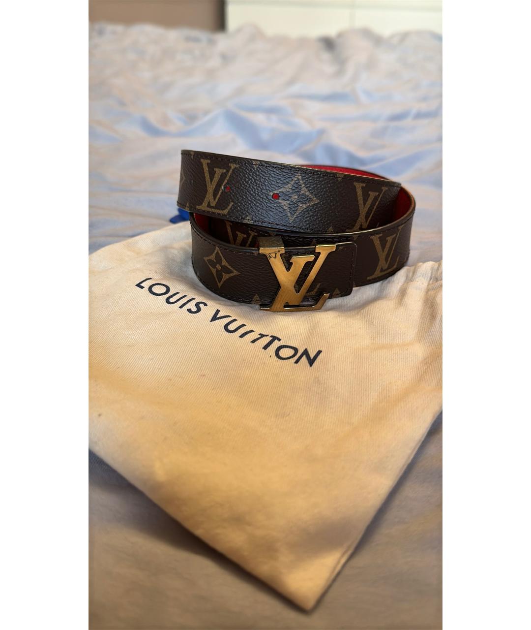 LOUIS VUITTON Коричневый кожаный ремень, фото 3