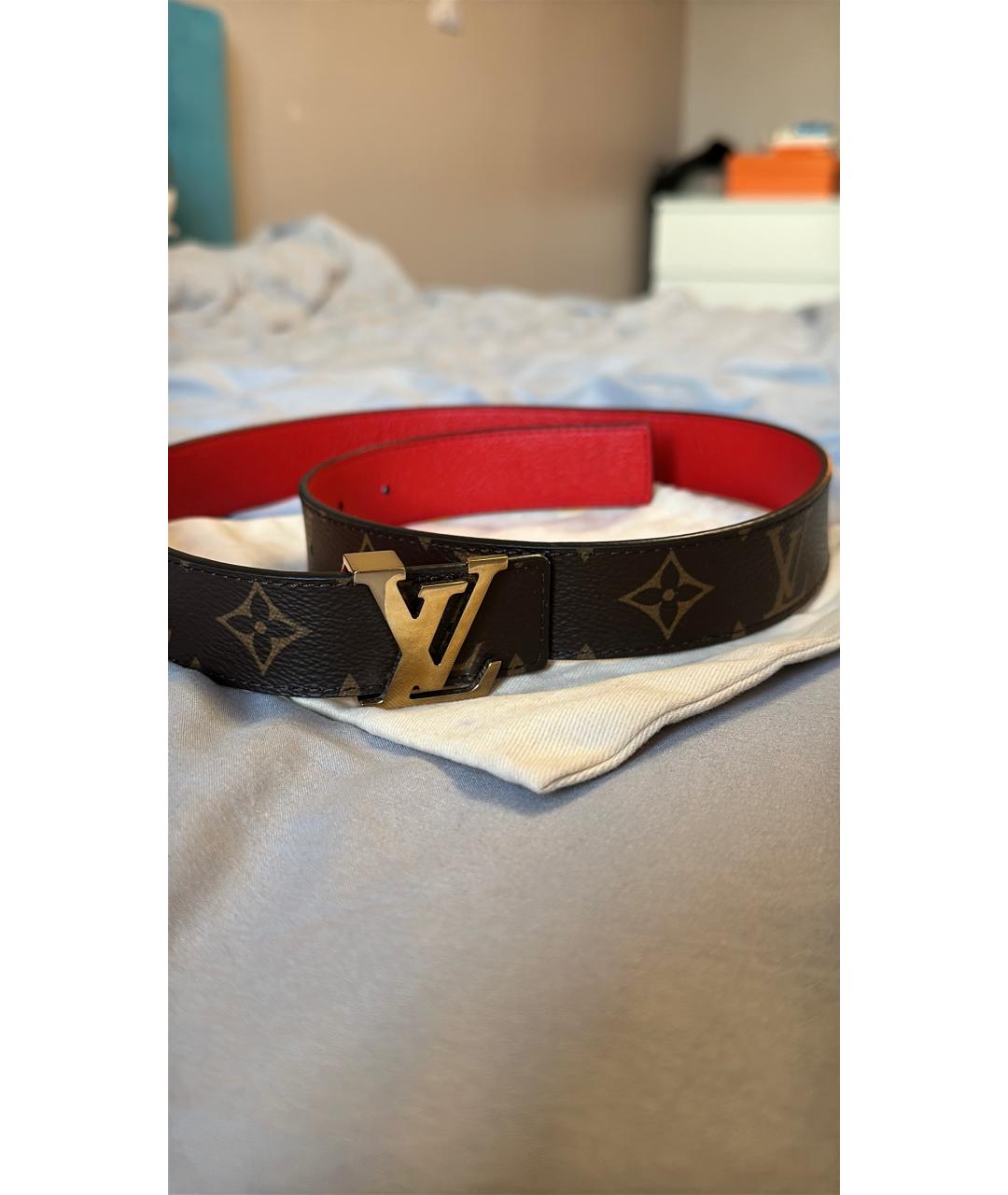 LOUIS VUITTON Коричневый кожаный ремень, фото 2