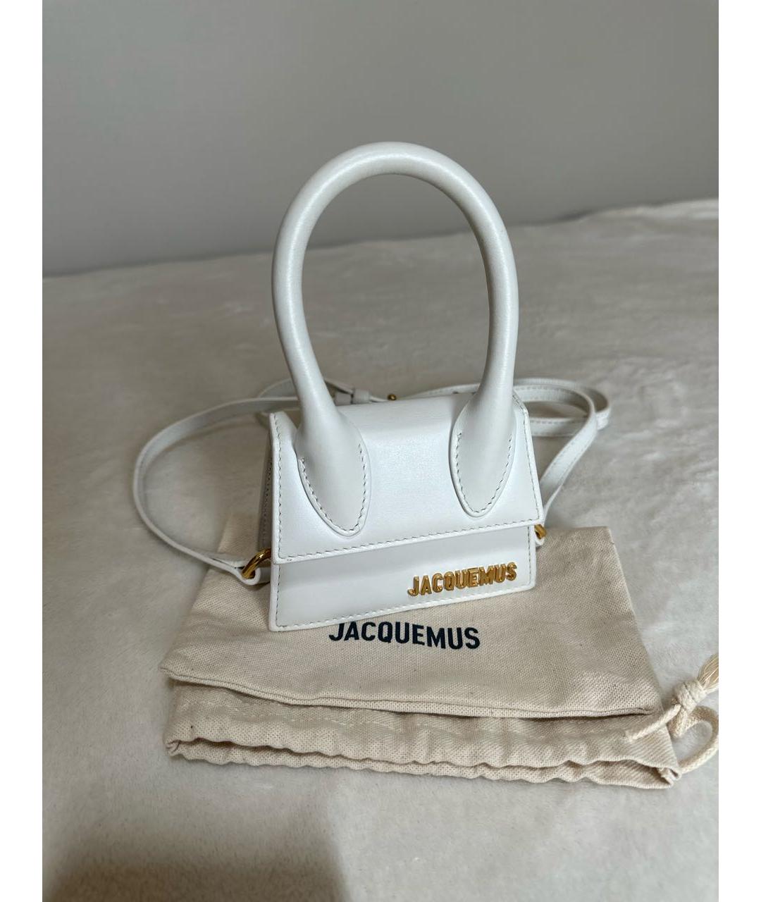 JACQUEMUS Белая кожаная сумка через плечо, фото 5