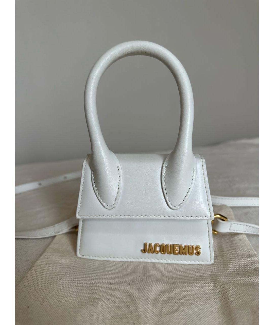 JACQUEMUS Белая кожаная сумка через плечо, фото 9