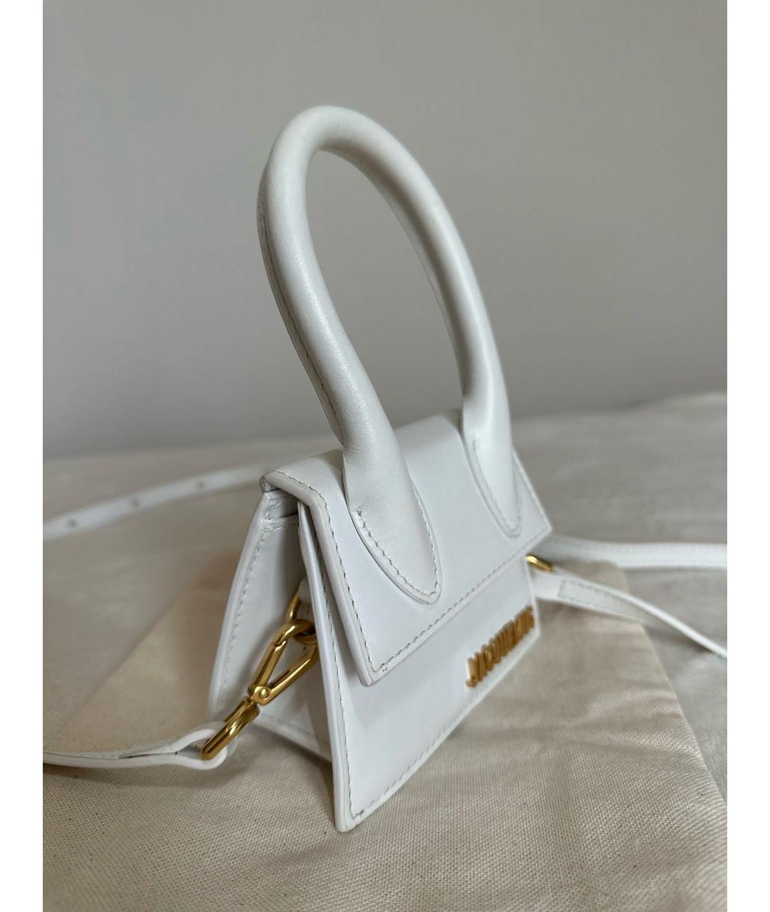 JACQUEMUS Белая кожаная сумка через плечо, фото 2