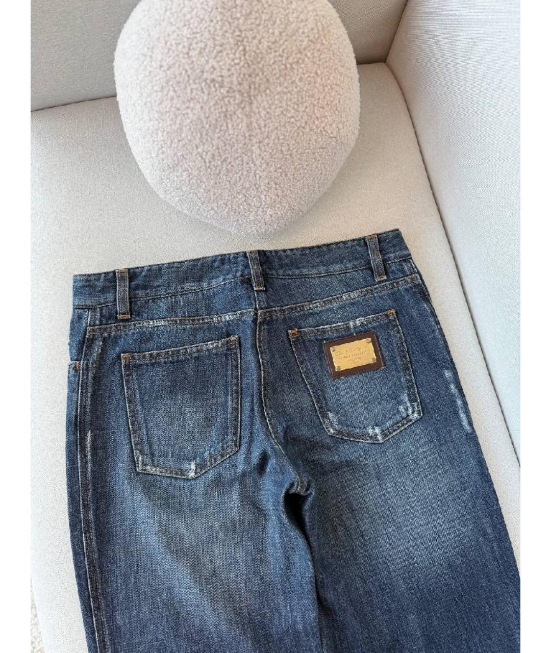 DOLCE&GABBANA Синие хлопковые прямые джинсы, фото 3