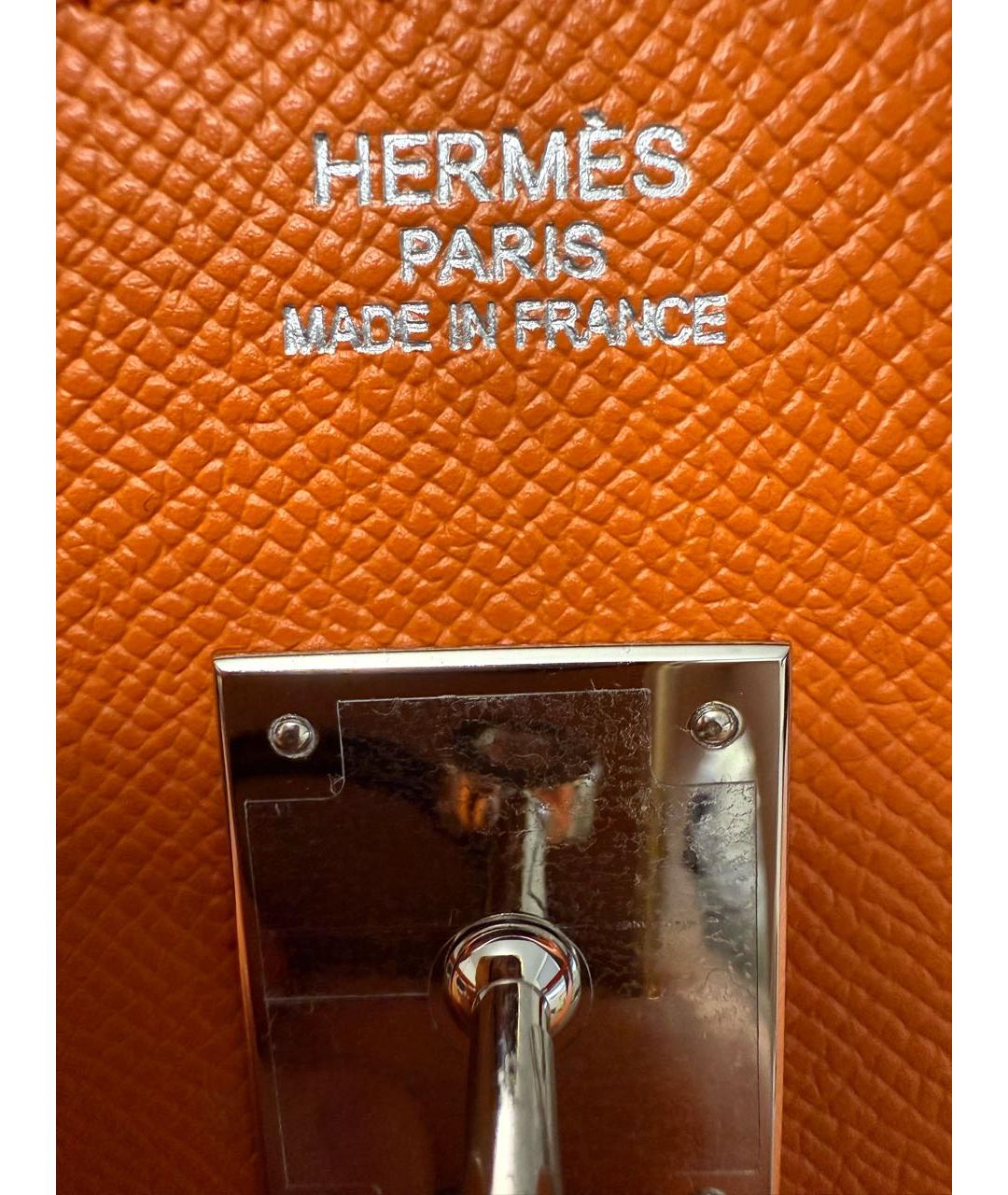 HERMES Оранжевая кожаная сумка с короткими ручками, фото 7