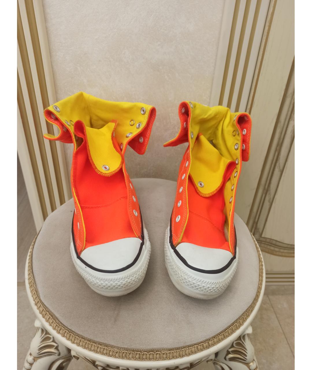 CONVERSE Оранжевое текстильные высокие кроссовки / кеды, фото 2
