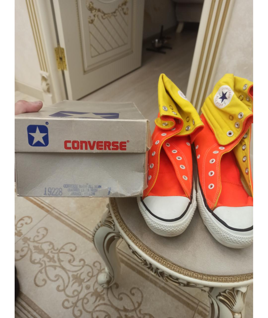 CONVERSE Оранжевое текстильные высокие кроссовки / кеды, фото 7