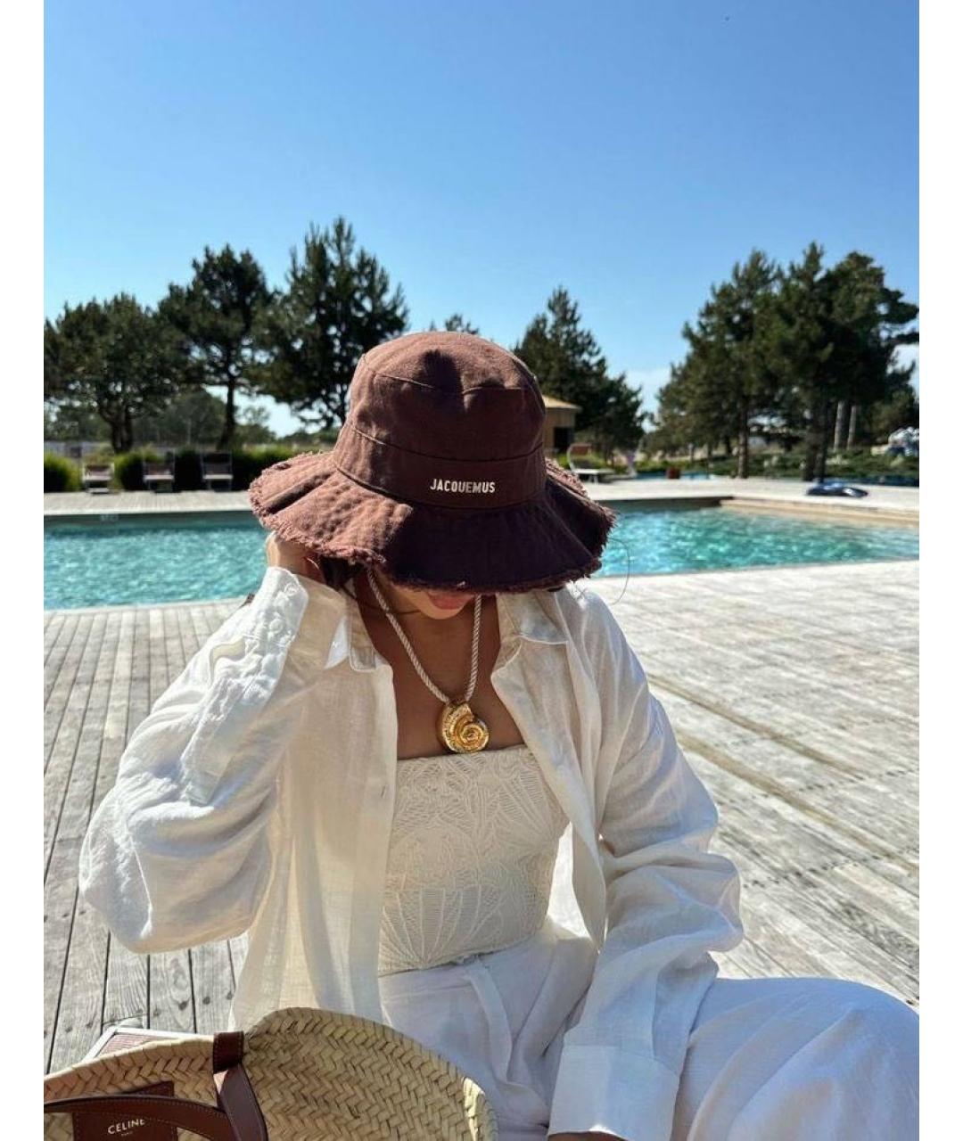 JACQUEMUS Коричневая хлопковая панама, фото 2