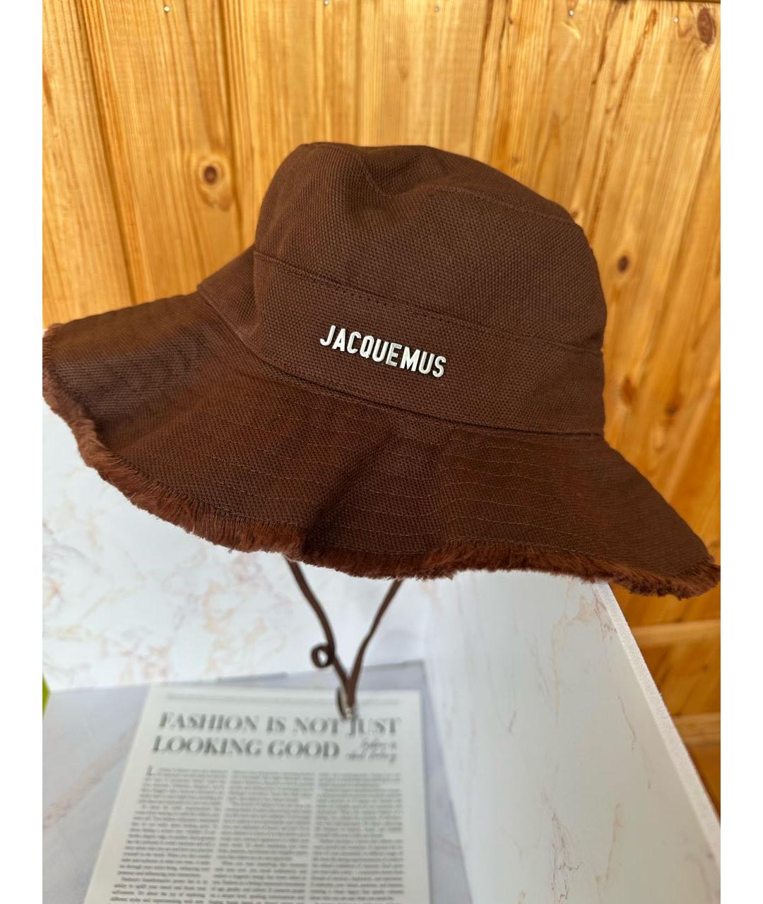 JACQUEMUS Коричневая хлопковая панама, фото 4