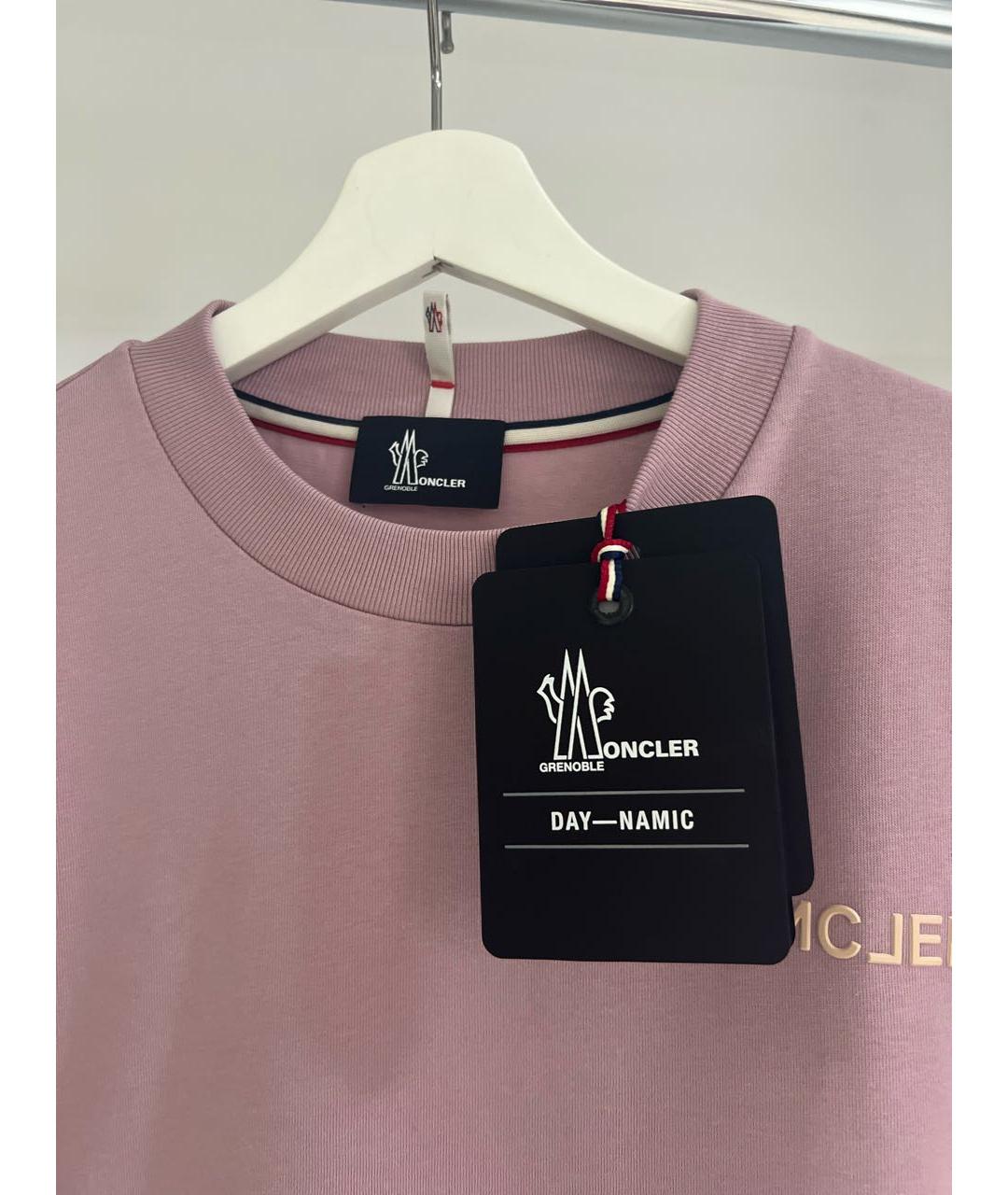 MONCLER GRENOBLE Розовая хлопковая футболка, фото 3