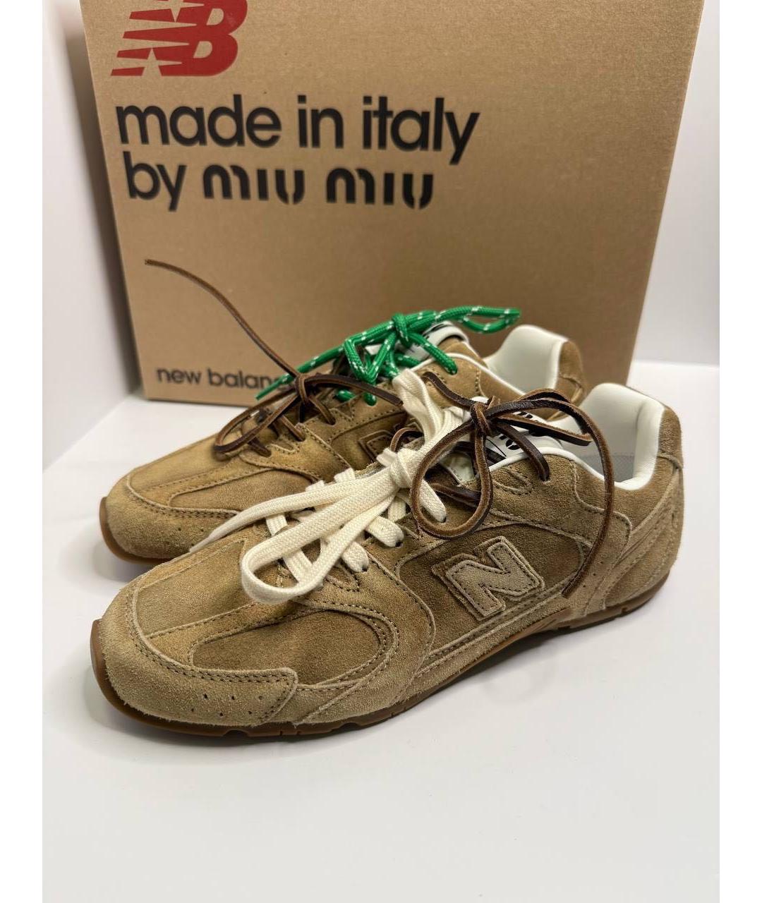 MIU MIU Бежевые замшевые кеды, фото 2