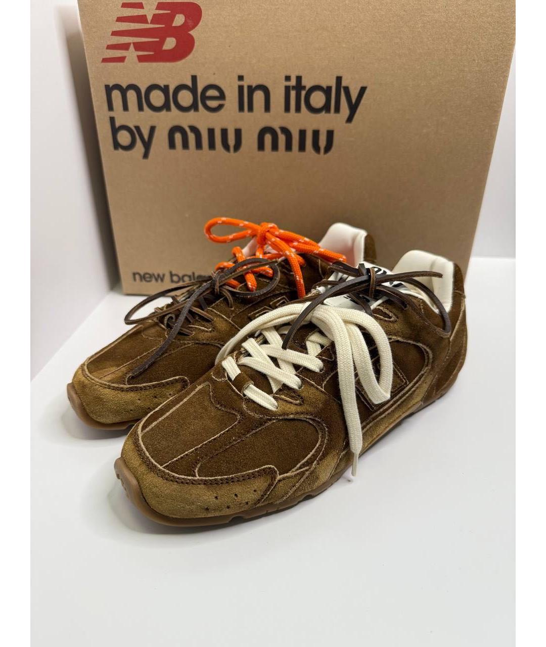 MIU MIU Коричневые замшевые кеды, фото 2