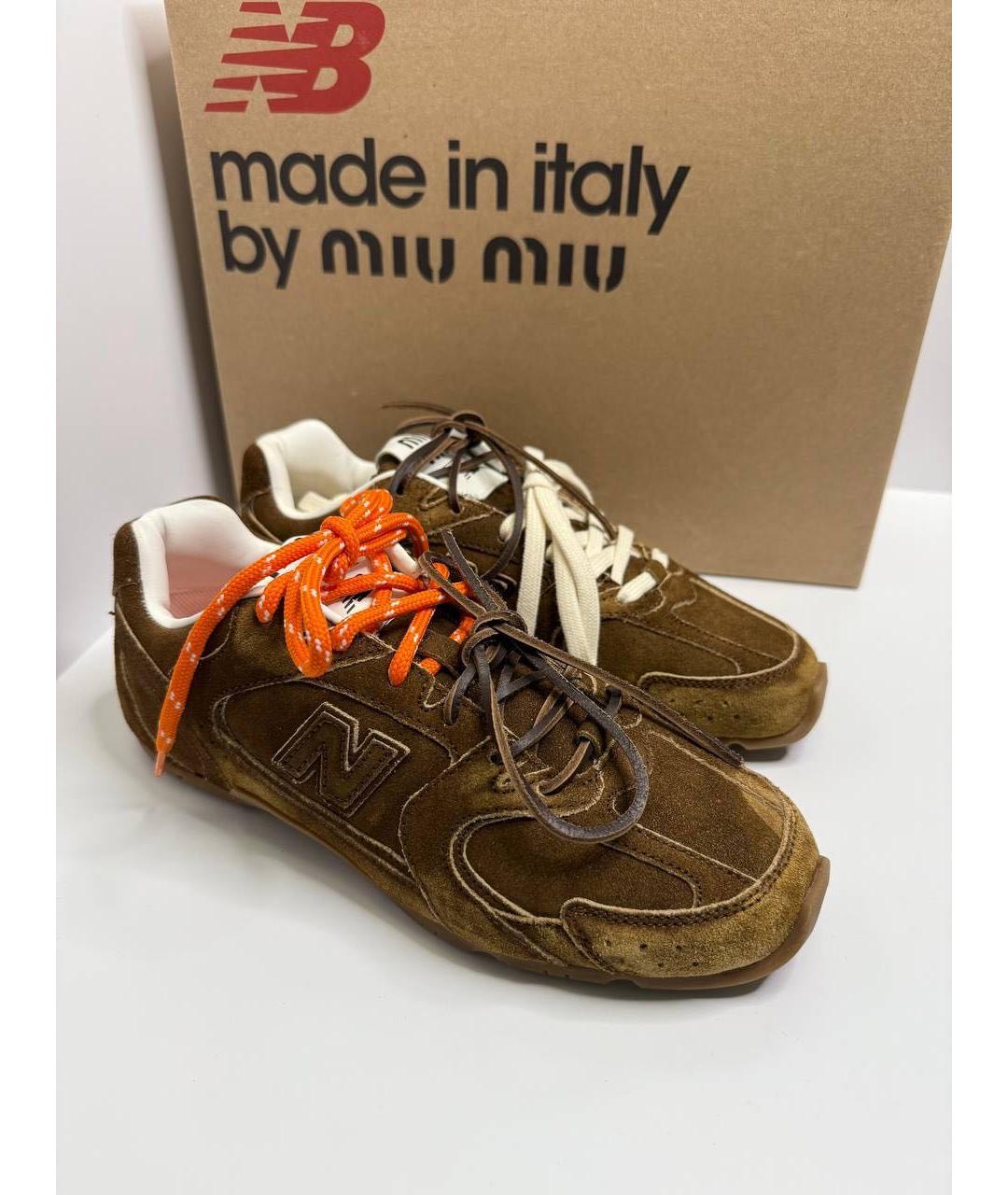MIU MIU Коричневые замшевые кеды, фото 3