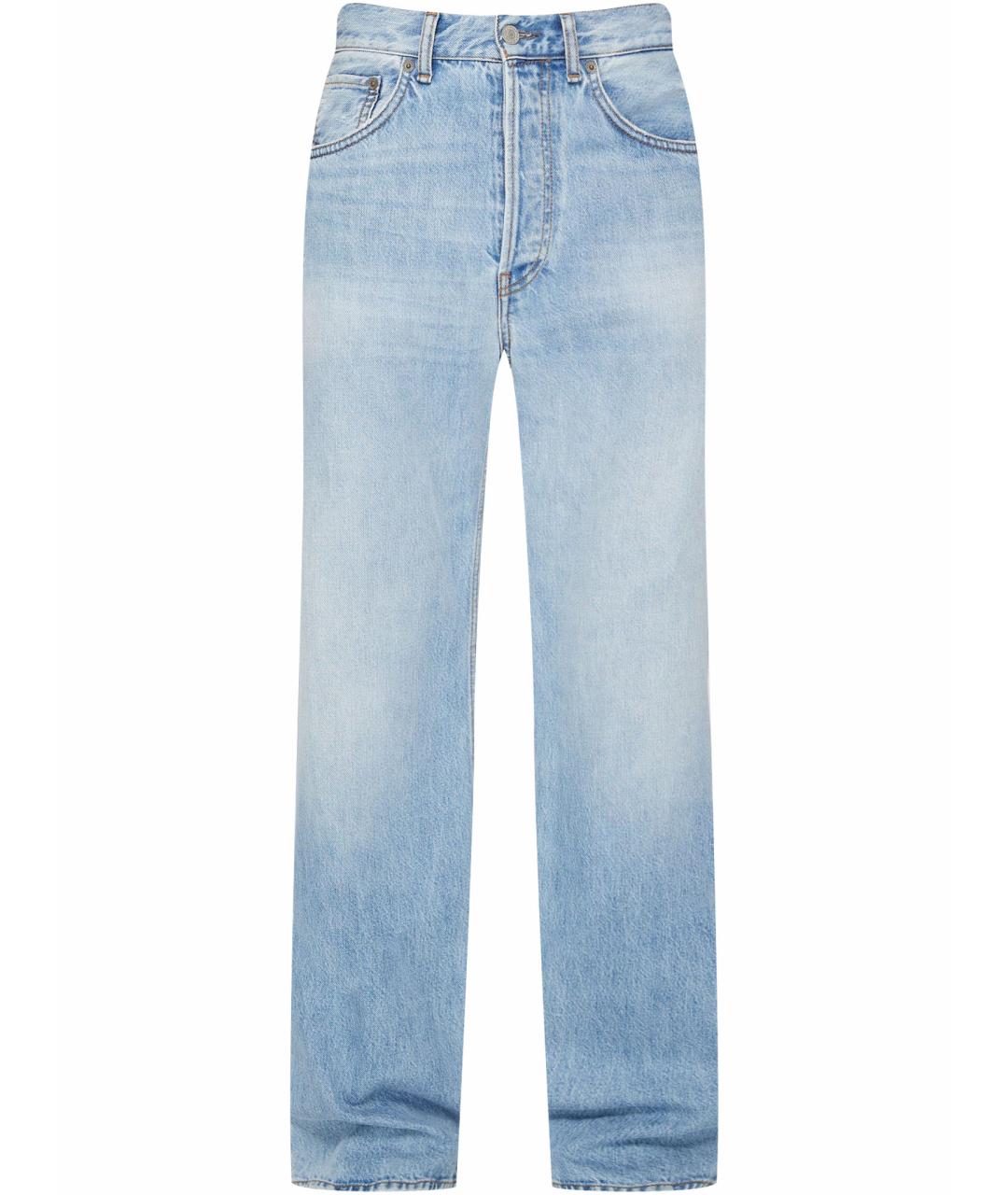 ACNE STUDIOS Голубые хлопковые прямые джинсы, фото 1