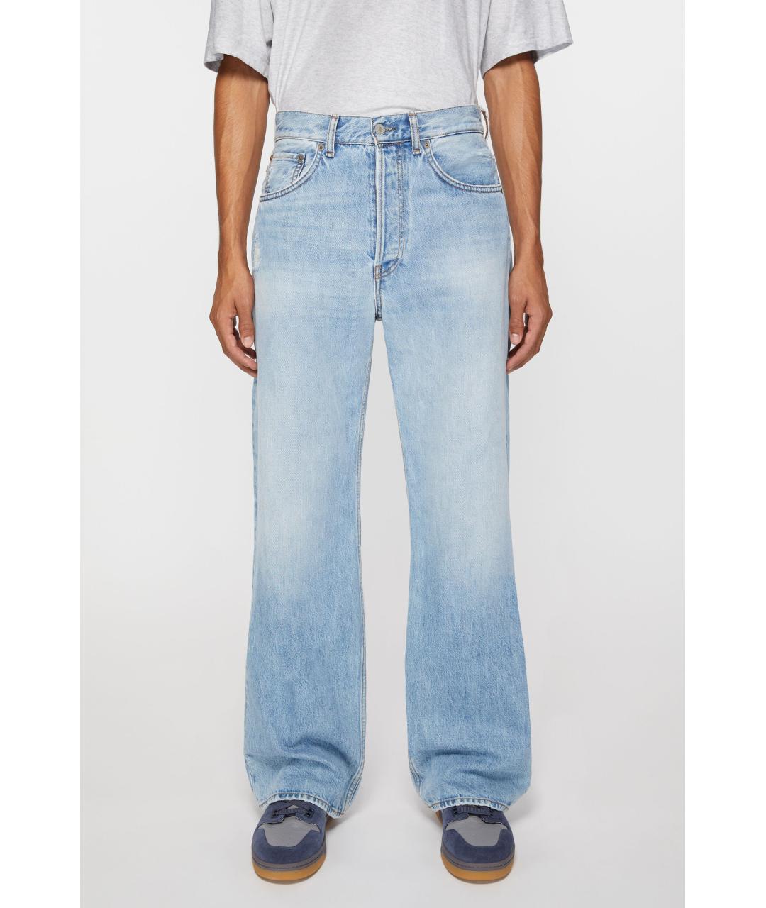 ACNE STUDIOS Голубые хлопковые прямые джинсы, фото 6