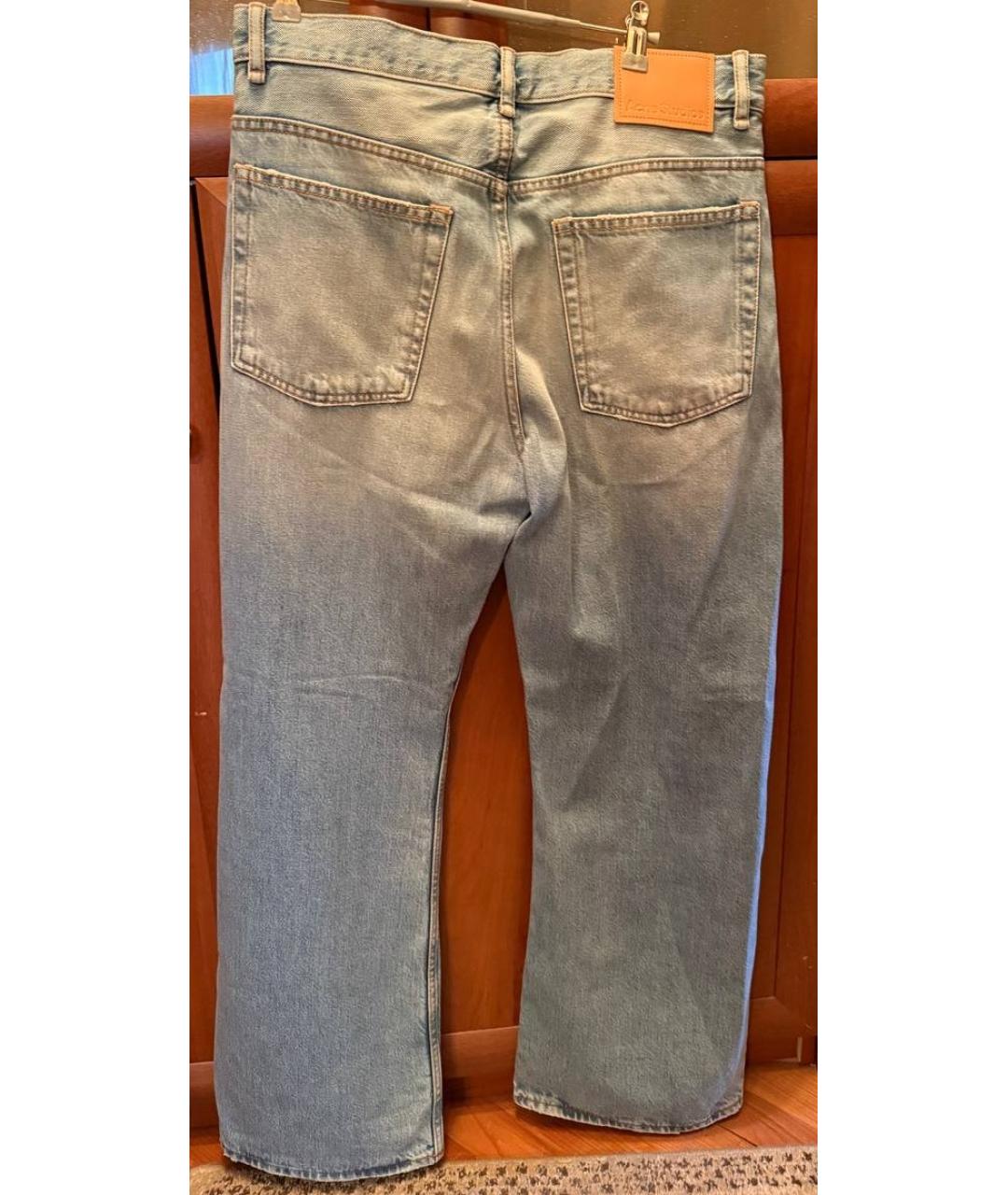 ACNE STUDIOS Голубые хлопковые прямые джинсы, фото 5