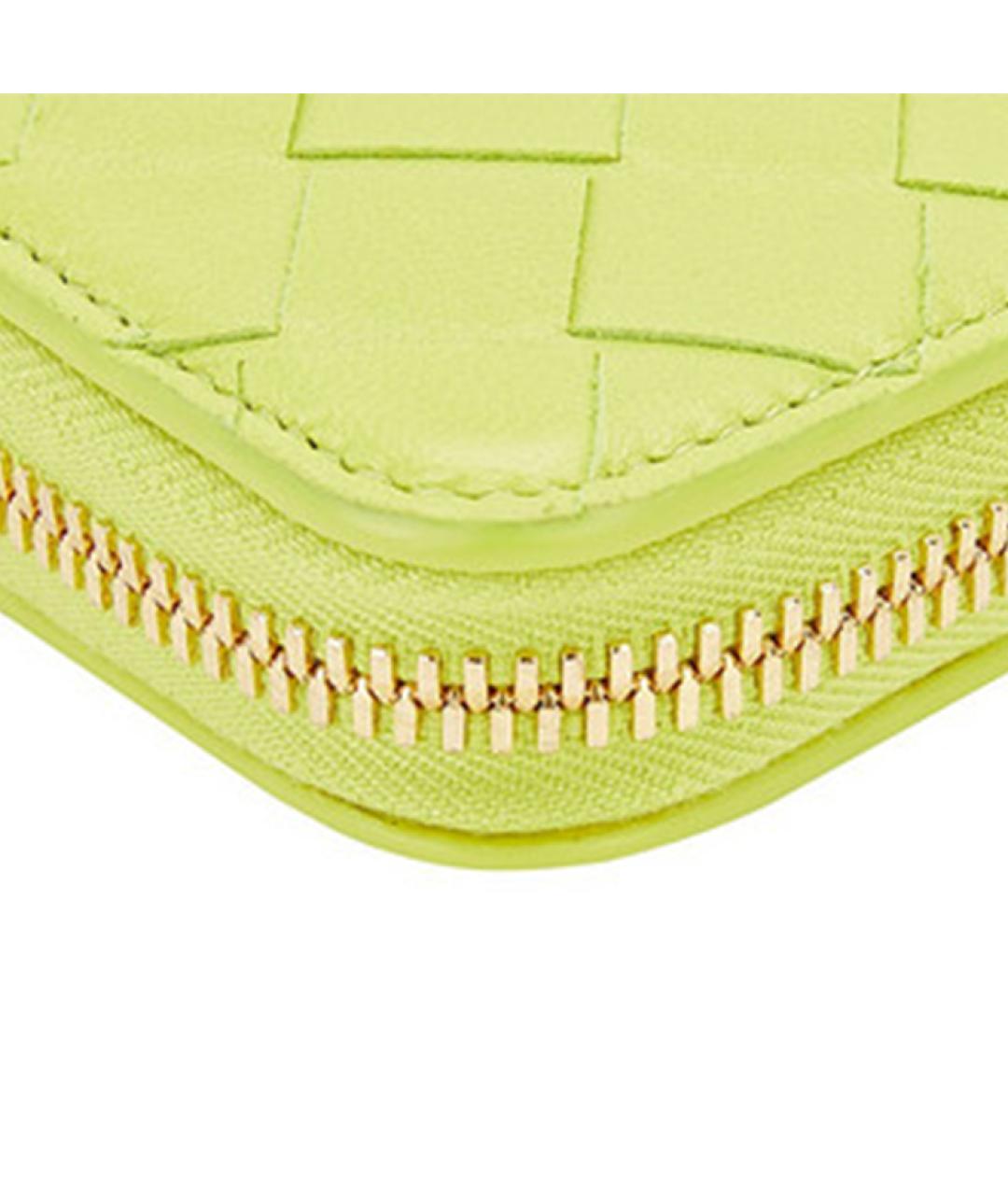 BOTTEGA VENETA Зеленый кожаный кошелек, фото 4