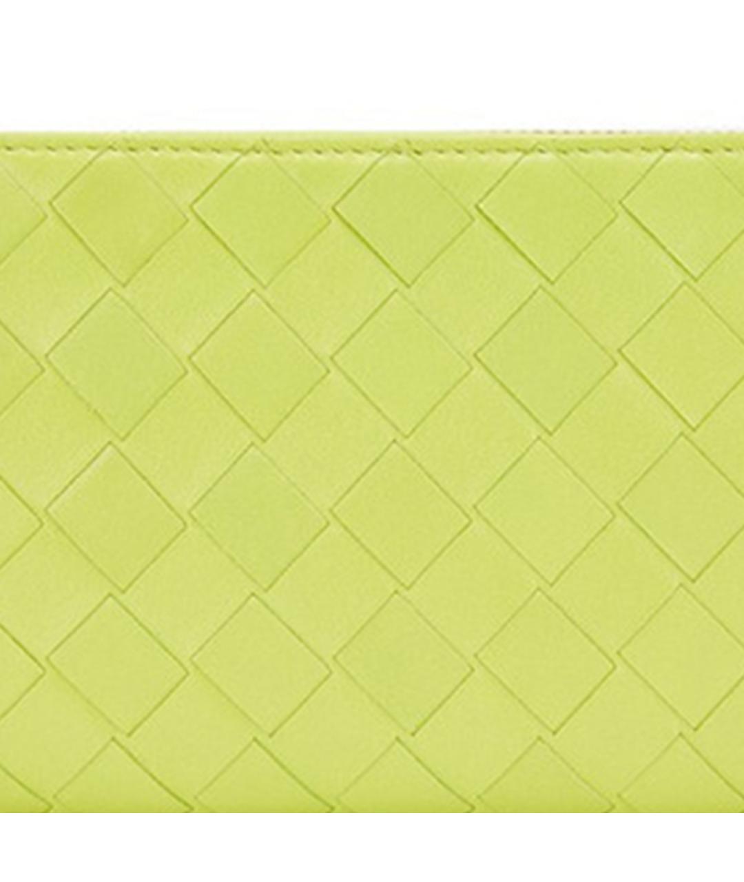BOTTEGA VENETA Зеленый кожаный кошелек, фото 5