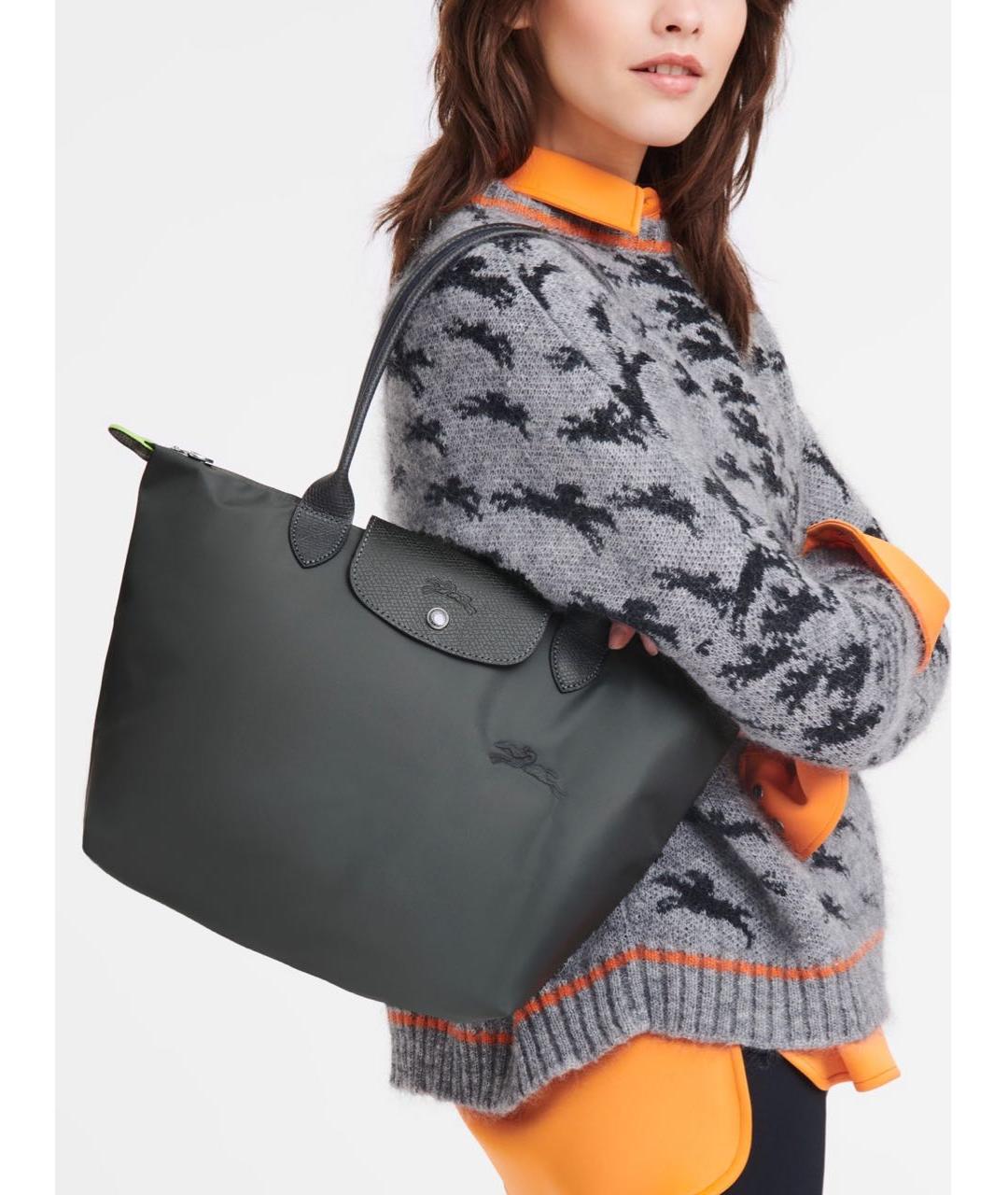 LONGCHAMP Серая кожаная сумка тоут, фото 6