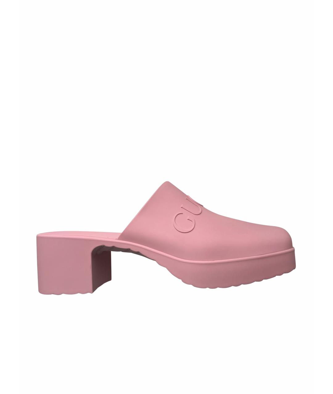 GUCCI Розовые резиновые сабо, фото 1