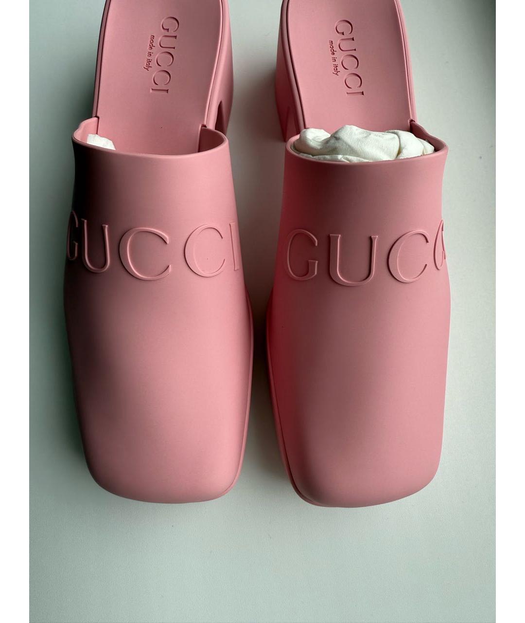 GUCCI Розовые резиновые сабо, фото 2