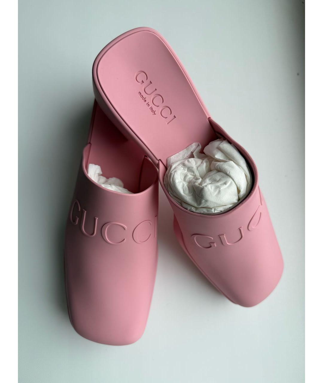 GUCCI Розовые резиновые сабо, фото 3