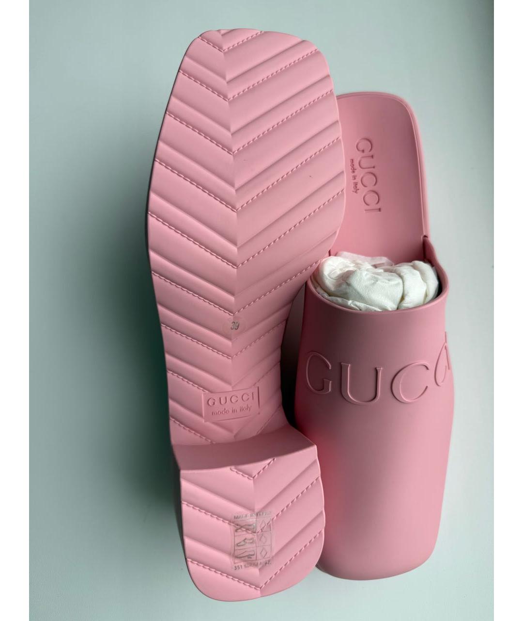 GUCCI Розовые резиновые сабо, фото 5