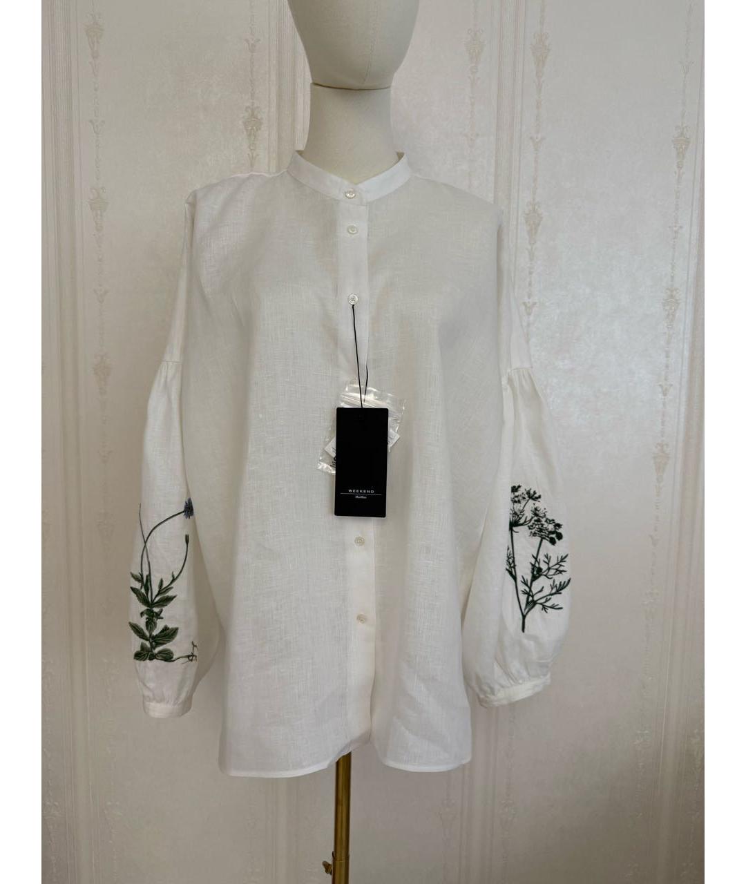 WEEKEND MAX MARA Белая льняная блузы, фото 6