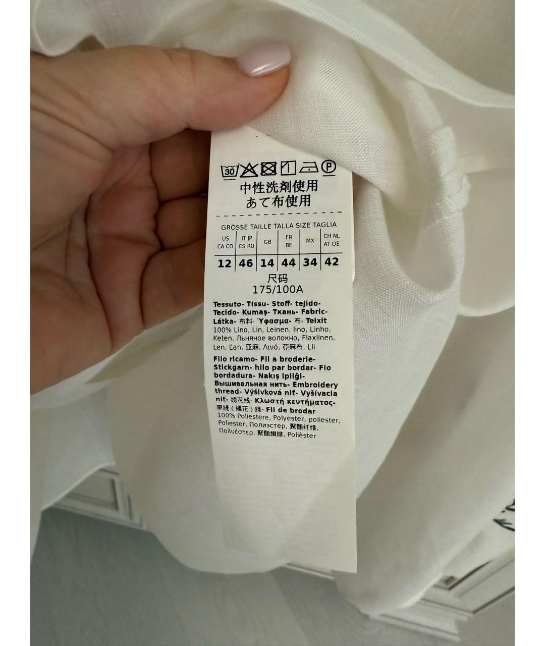 WEEKEND MAX MARA Белая льняная блузы, фото 3