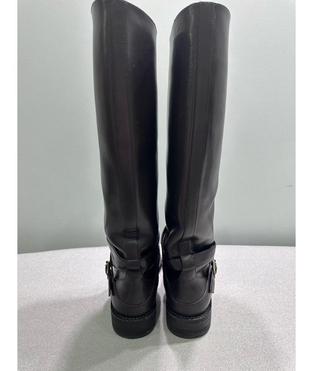 SAINT LAURENT Коричневые кожаные сапоги, фото 6
