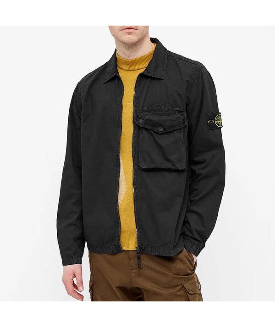 STONE ISLAND Черная хлопко-эластановая куртка, фото 3