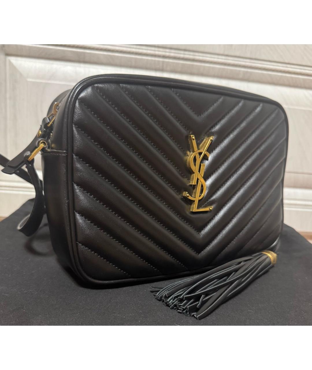 SAINT LAURENT Черная кожаная сумка через плечо, фото 2