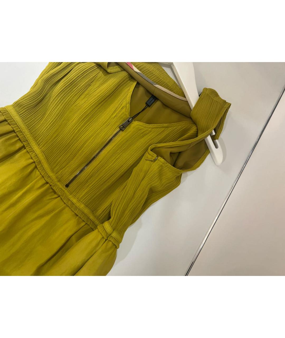 BURBERRY Горчичное шелковое повседневное платье, фото 5