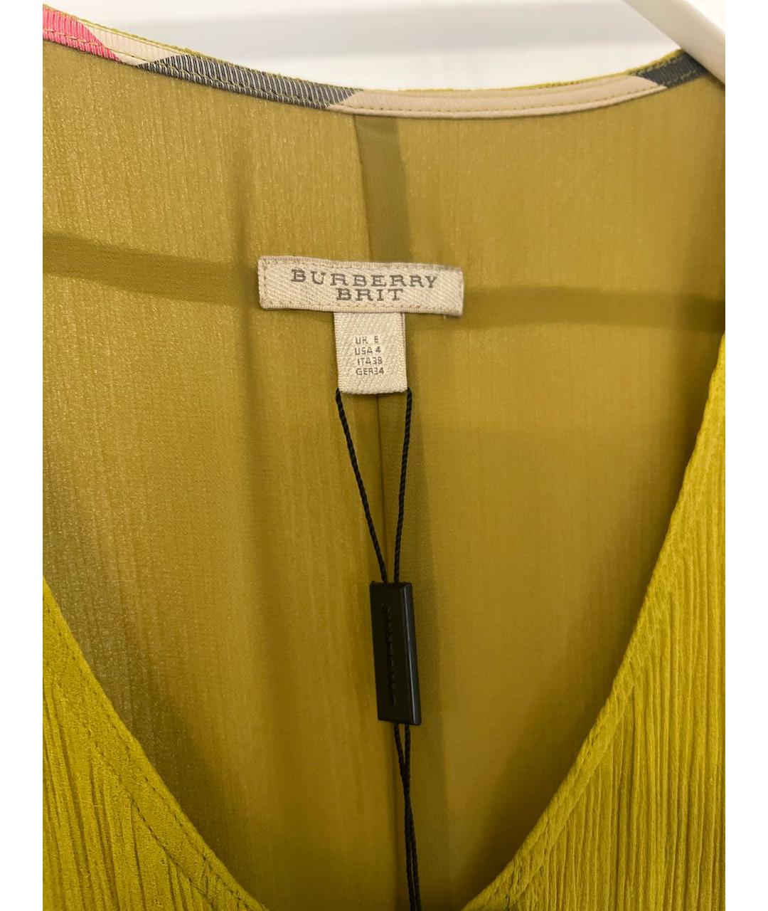 BURBERRY Горчичное шелковое повседневное платье, фото 3