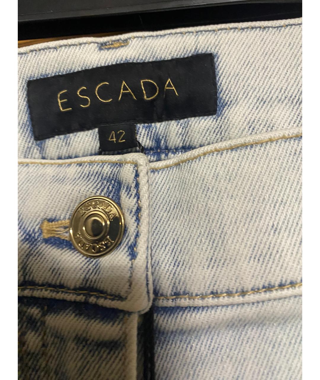 ESCADA Голубые хлопко-эластановые прямые джинсы, фото 3