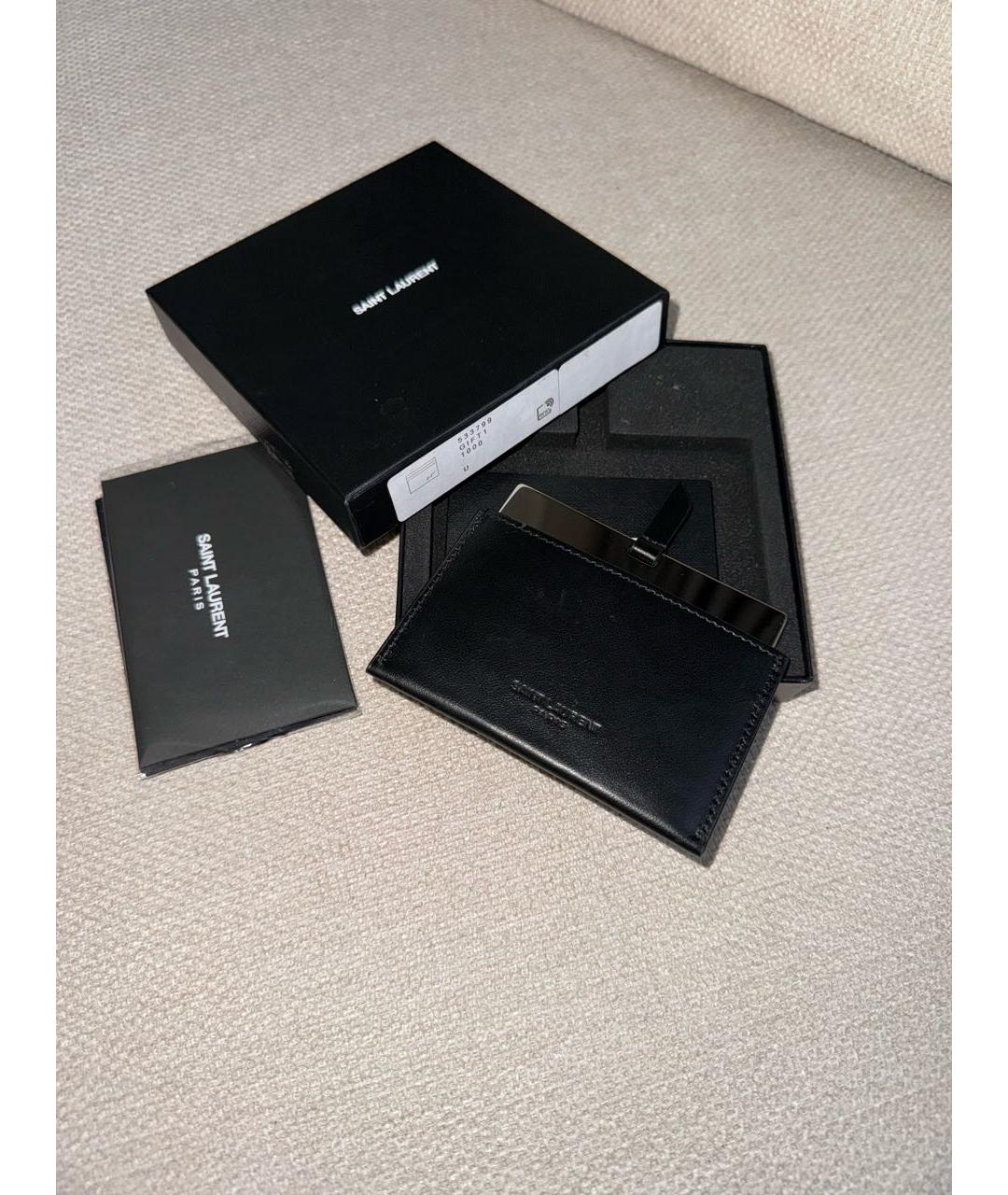 SAINT LAURENT Черная кожаная визитница, фото 3