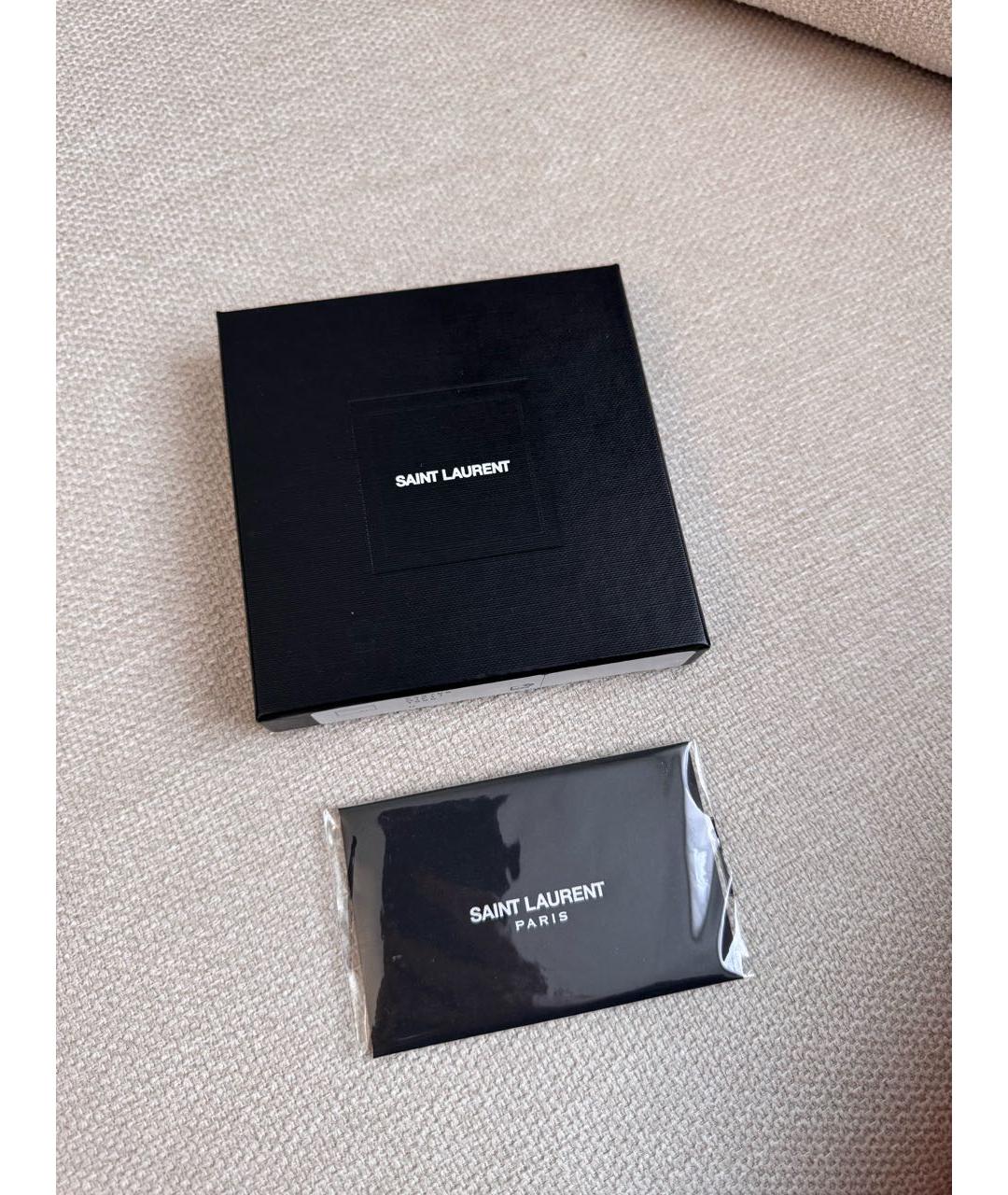 SAINT LAURENT Черная кожаная визитница, фото 2